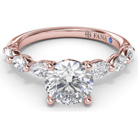 Whimsical Engagement Ring Setting with Pear Diamond Accents by Fana - 0.56 Carat Total Diamond Weight