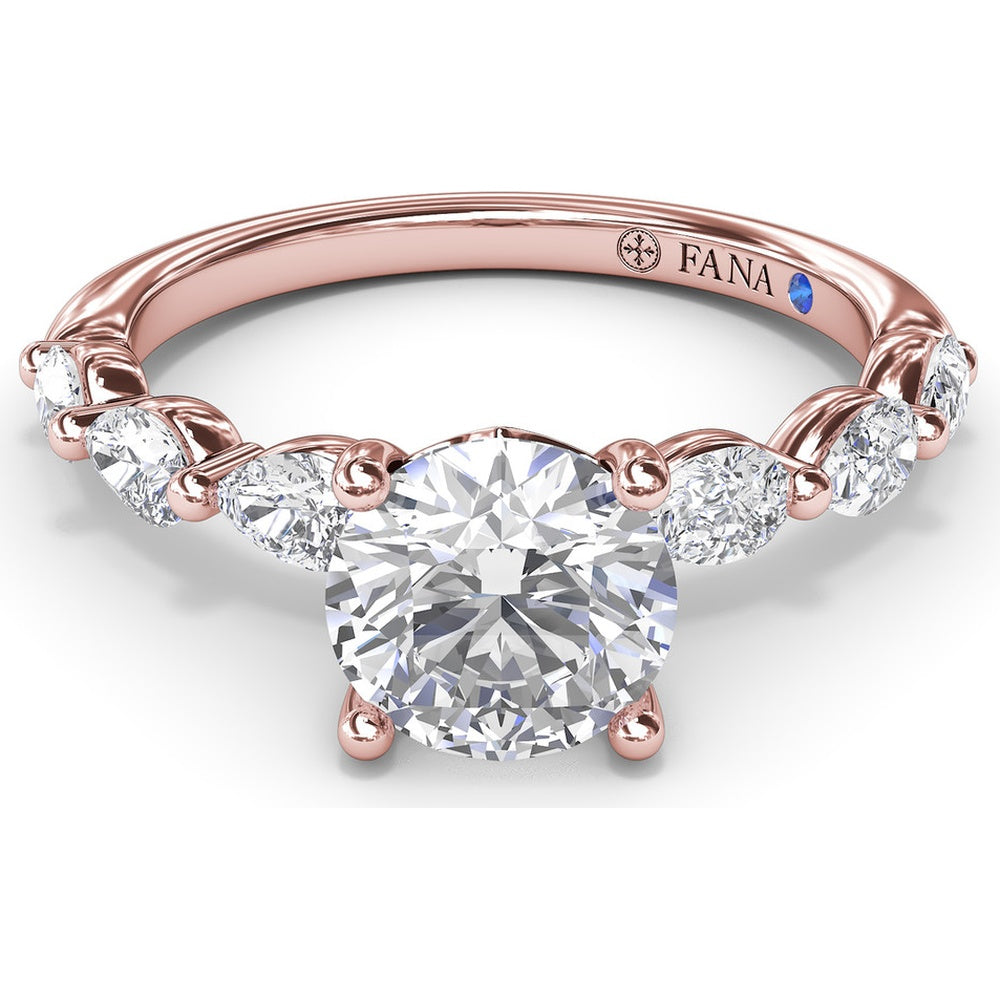 Whimsical Engagement Ring Setting with Pear Diamond Accents by Fana - 0.56 Carat Total Diamond Weight