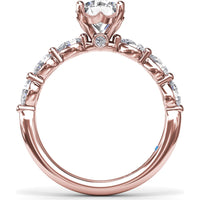 Whimsical Engagement Ring Setting with Pear Diamond Accents by Fana - 0.56 Carat Total Diamond Weight