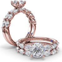 Whimsical Engagement Ring Setting with Pear Diamond Accents by Fana - 0.56 Carat Total Diamond Weight