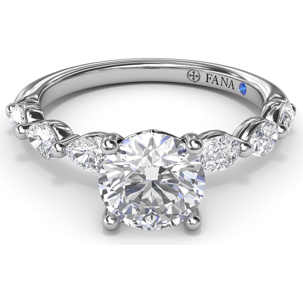 Whimsical Engagement Ring Setting with Pear Diamond Accents by Fana - 0.56 Carat Total Diamond Weight