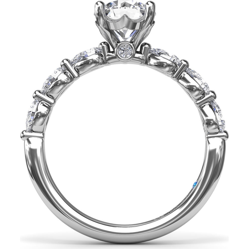 Whimsical Engagement Ring Setting with Pear Diamond Accents by Fana - 0.56 Carat Total Diamond Weight