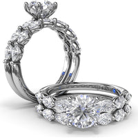 Whimsical Engagement Ring Setting with Pear Diamond Accents by Fana - 0.56 Carat Total Diamond Weight
