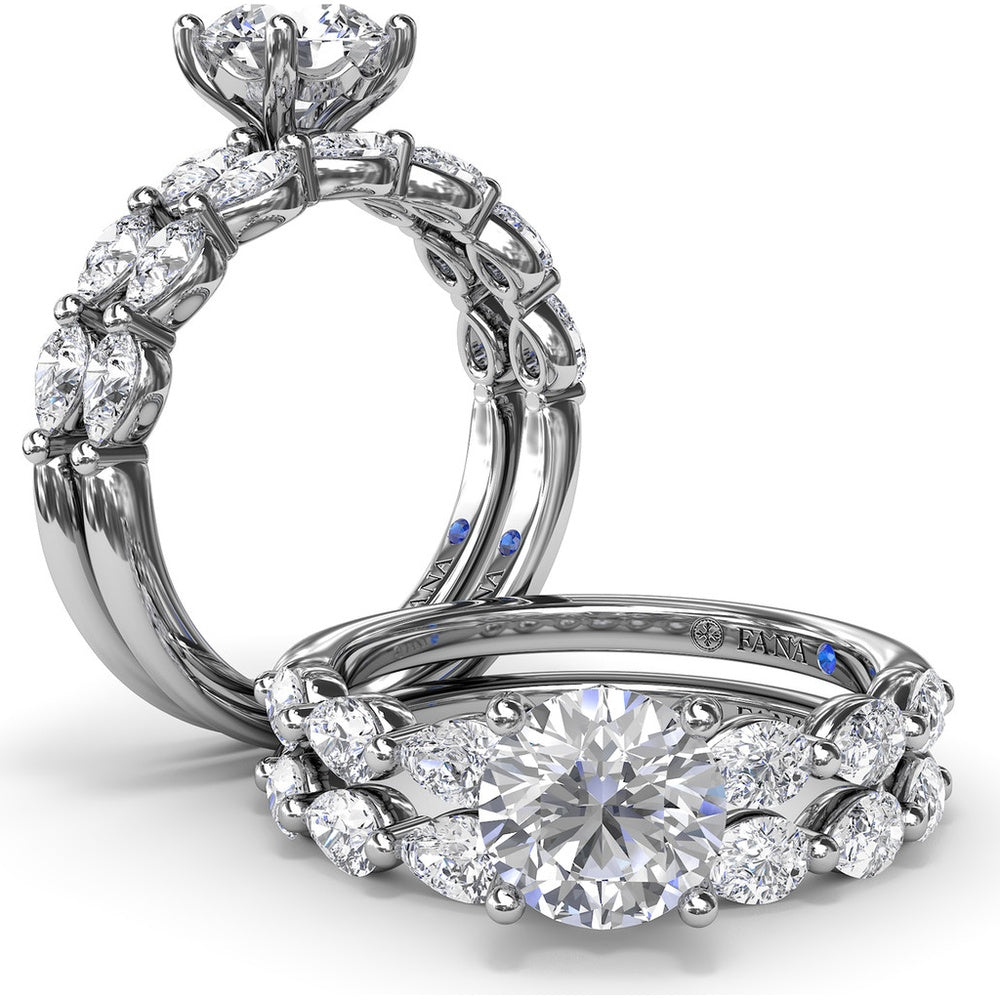 Whimsical Engagement Ring Setting with Pear Diamond Accents by Fana - 0.56 Carat Total Diamond Weight
