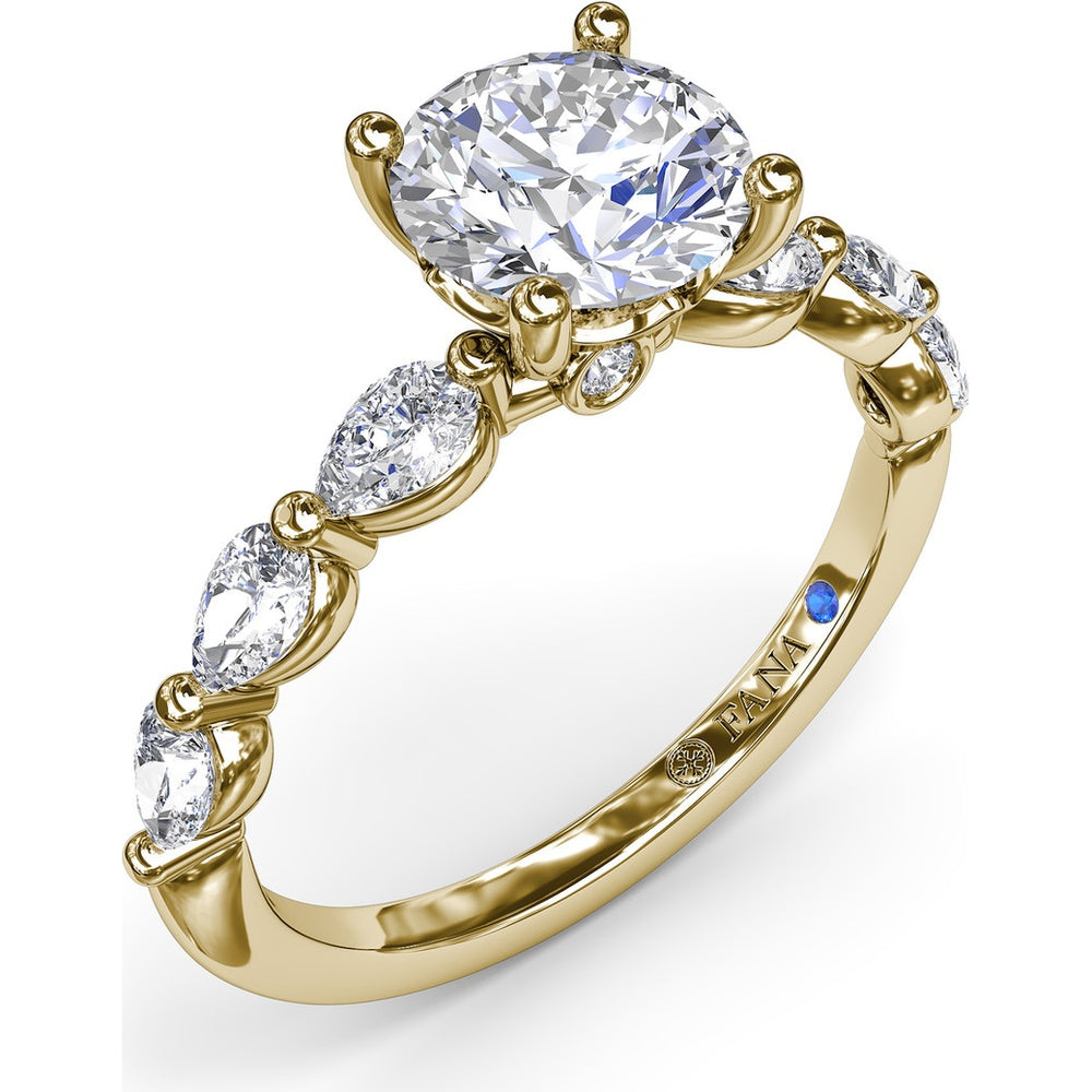 Whimsical Engagement Ring Setting with Pear Diamond Accents by Fana - 0.56 Carat Total Diamond Weight