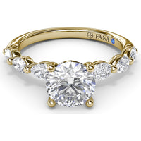 Whimsical Engagement Ring Setting with Pear Diamond Accents by Fana - 0.56 Carat Total Diamond Weight