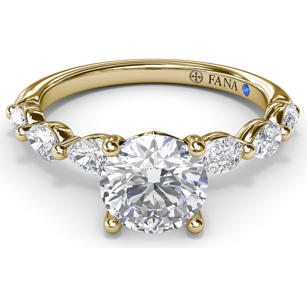 Whimsical Engagement Ring Setting with Pear Diamond Accents by Fana - 0.56 Carat Total Diamond Weight