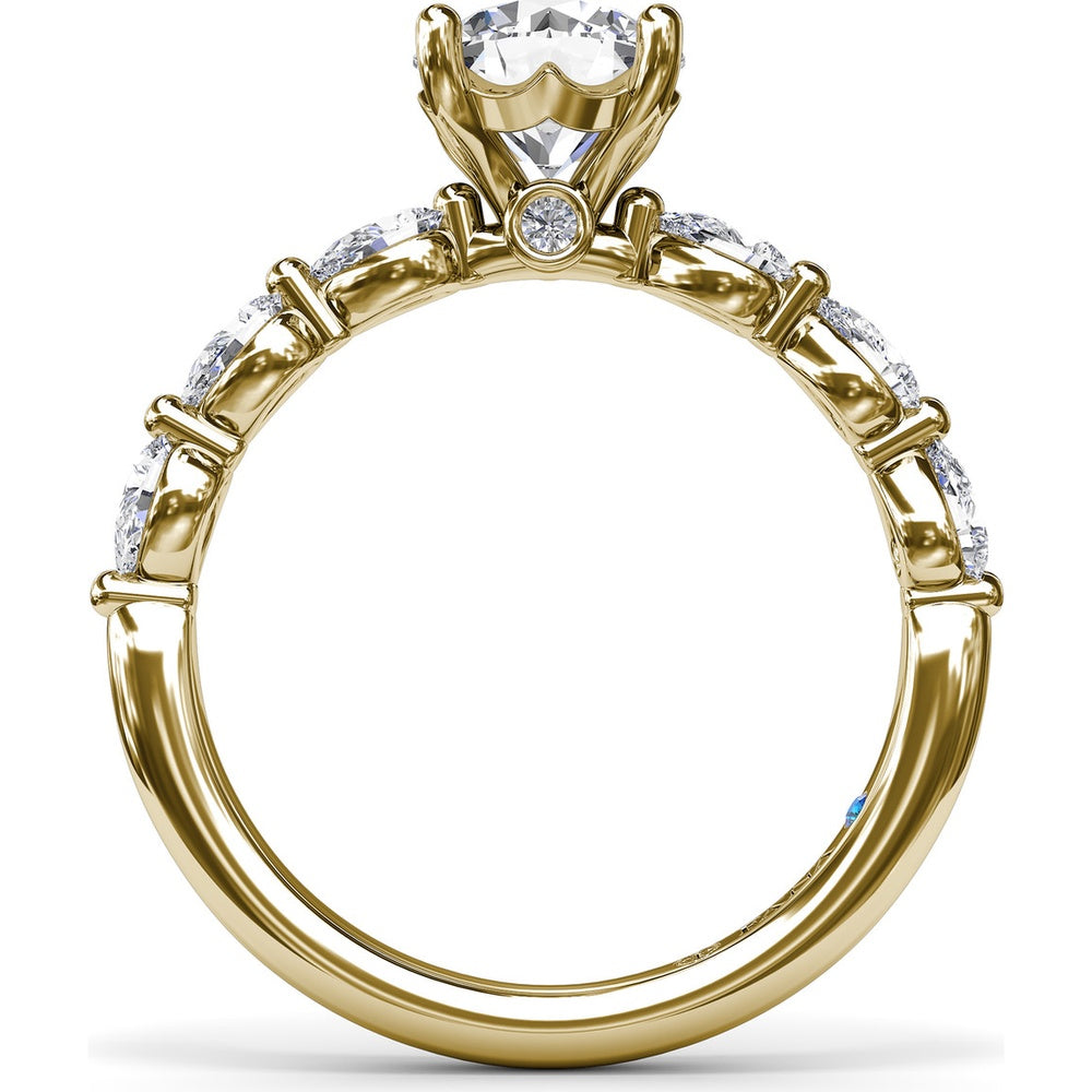 Whimsical Engagement Ring Setting with Pear Diamond Accents by Fana - 0.56 Carat Total Diamond Weight