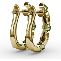Whimsical Hoop Earrings with Alternating Round Emeralds and Pavé Diamonds by Fana - 1.53 Carat Total Gemstone Weight