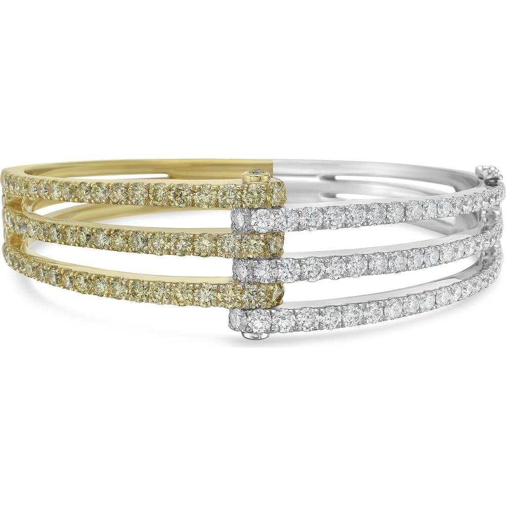 White Diamond and Yellow Diamond Apparatus Bangle Bracelet in 18K White Gold and Yellow Gold by Charles Krypell