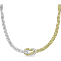 White Diamond and Yellow Diamond Hercules Knot Necklace in 18K White Gold and Yellow Gold by Charles Krypell