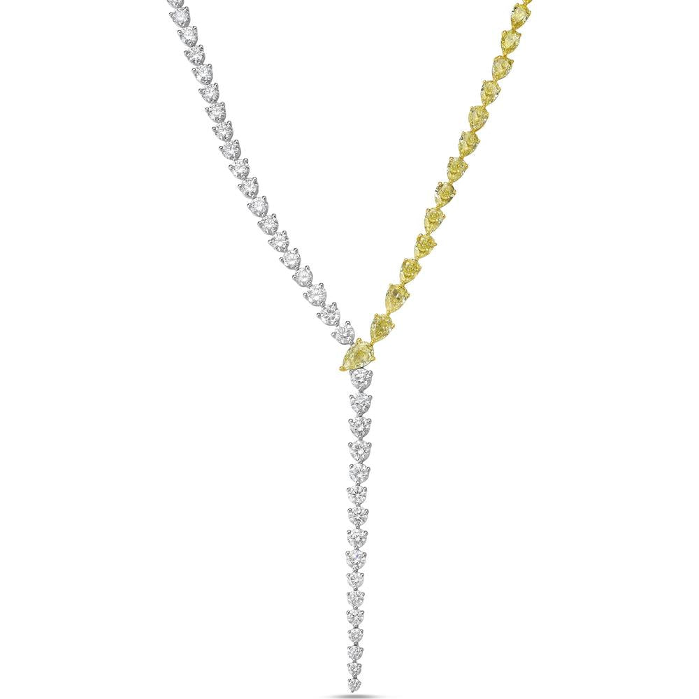 White Diamond and Yellow Diamond Nachash Lariat Necklace in 18K White Gold and Yellow Gold by Charles Krypell
