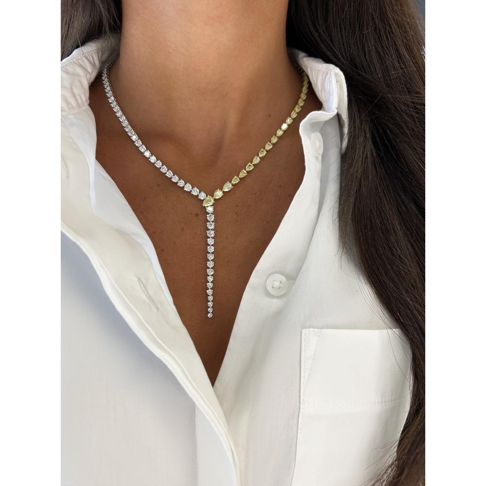 White Diamond and Yellow Diamond Nachash Lariat Necklace in 18K White Gold and Yellow Gold by Charles Krypell