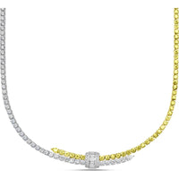 White Diamond and Yellow Diamond Signature Pull Necklace in 18K White Gold by Charles Krypell