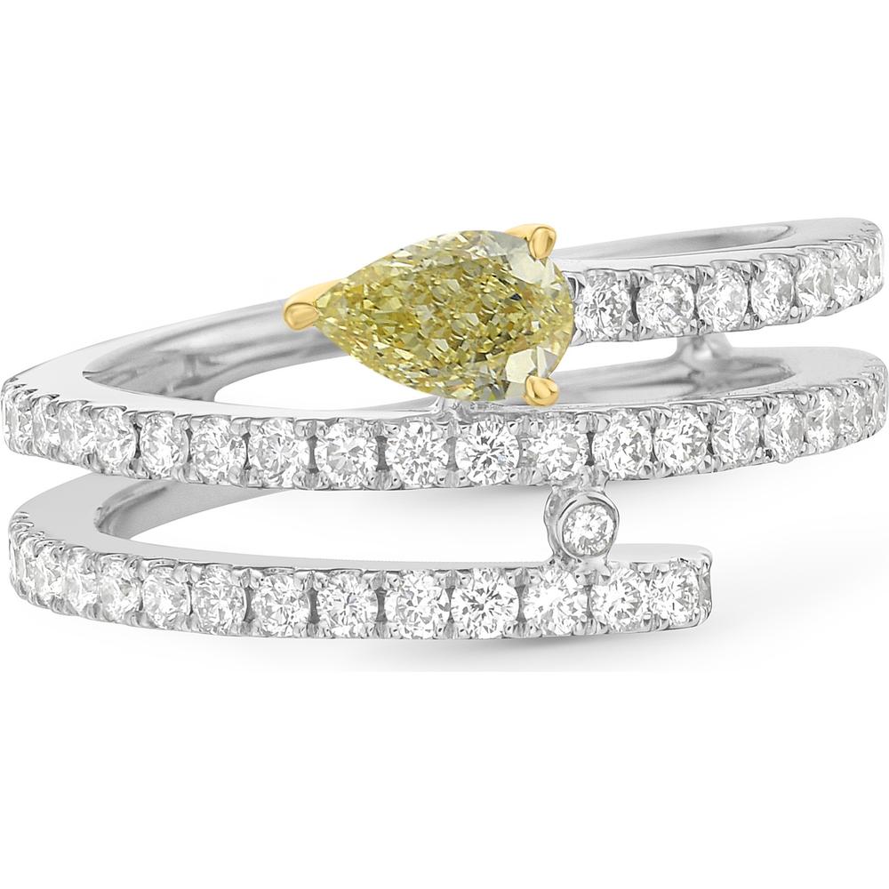 White Diamond and Yellow Diamond Yellow Coil Ring in 18K White Gold by Charles Krypell