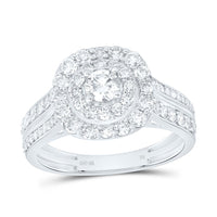 White Gold Cushion Diamond Engagement Ring - 1 Carat Total Diamond Weight