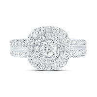 White Gold Cushion Diamond Engagement Ring - 1 Carat Total Diamond Weight