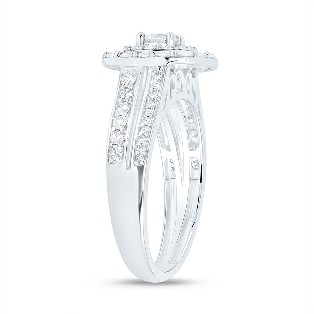 White Gold Cushion Diamond Engagement Ring - 1 Carat Total Diamond Weight