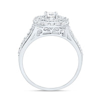 White Gold Cushion Diamond Engagement Ring - 1 Carat Total Diamond Weight