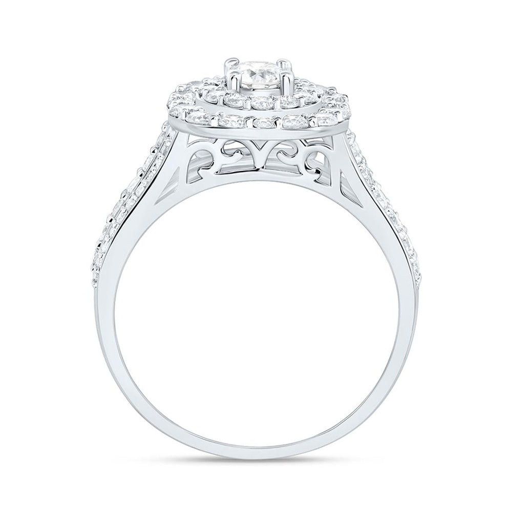 White Gold Cushion Diamond Engagement Ring - 1 Carat Total Diamond Weight