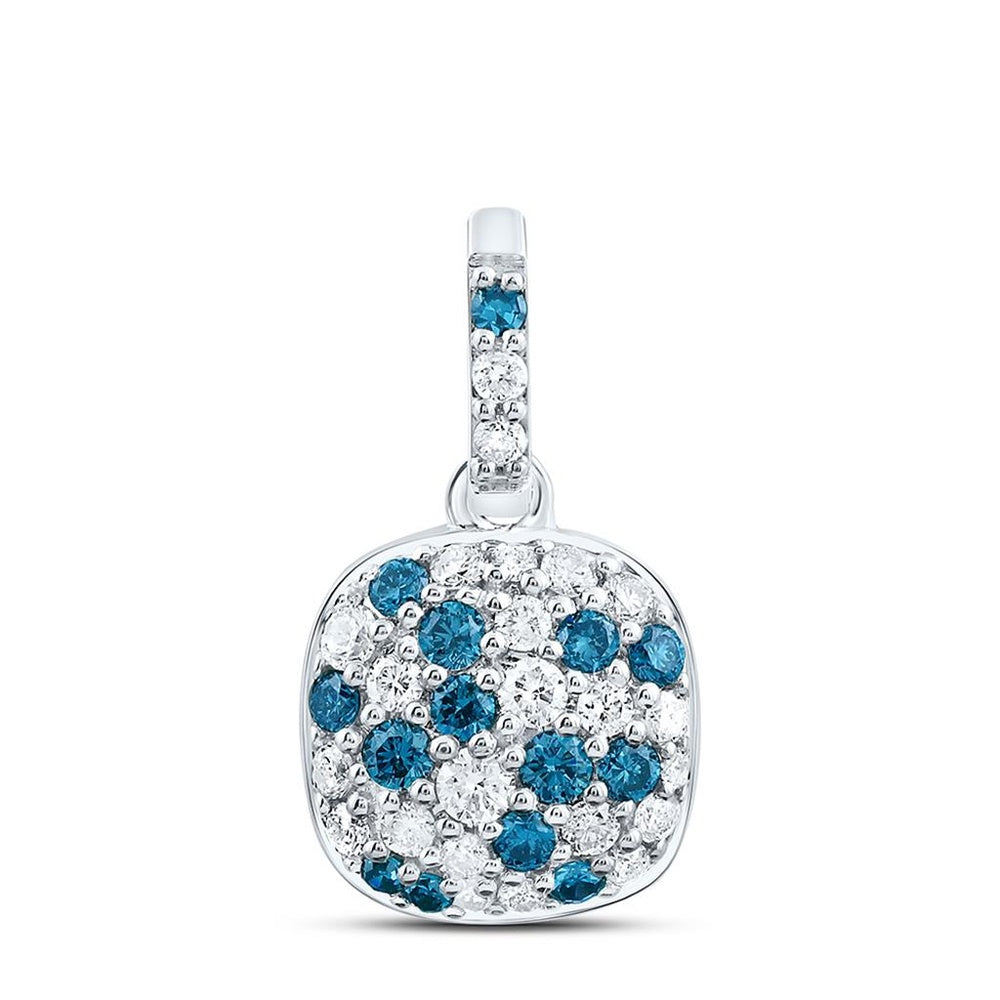 White Gold Cushion Diamond Pendant - 3/8 Carat Total Diamond Weight