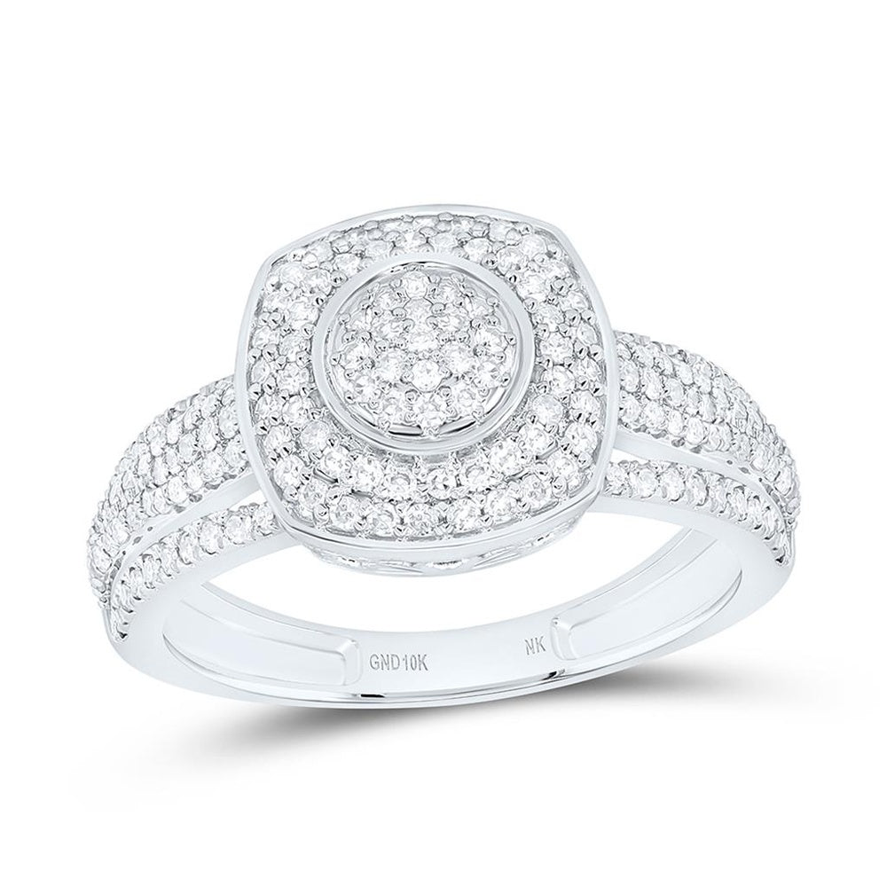 White Gold Cushion Diamond Ring - 5/8 Carat Total Diamond Weight