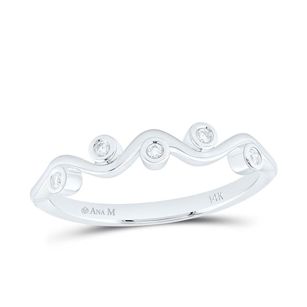 White Gold Diamond Band Ring - 1/10 Carat Total Diamond Weight