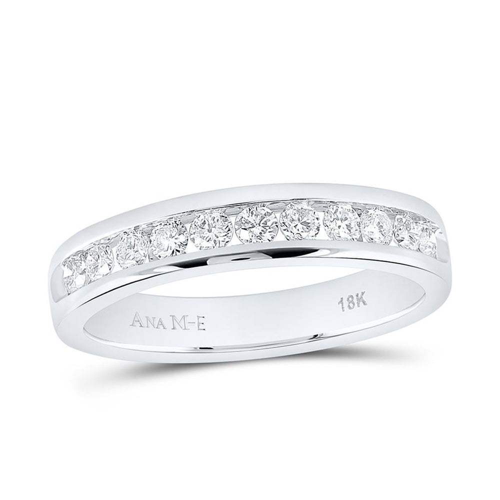 White Gold Diamond Band Ring - 1/2 Carat Total Diamond Weight