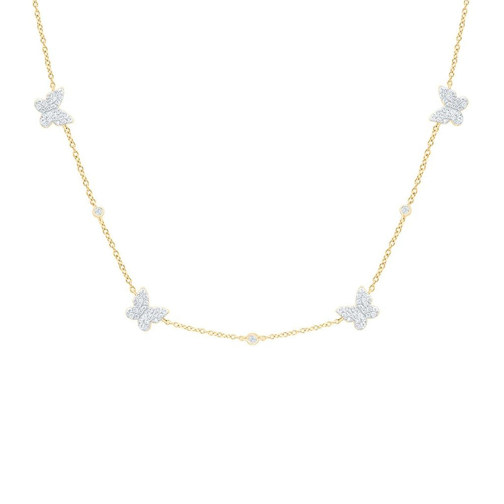 White Gold Diamond Butterfly 18-Inch Necklace - 1/2 Carat Total Diamond Weight