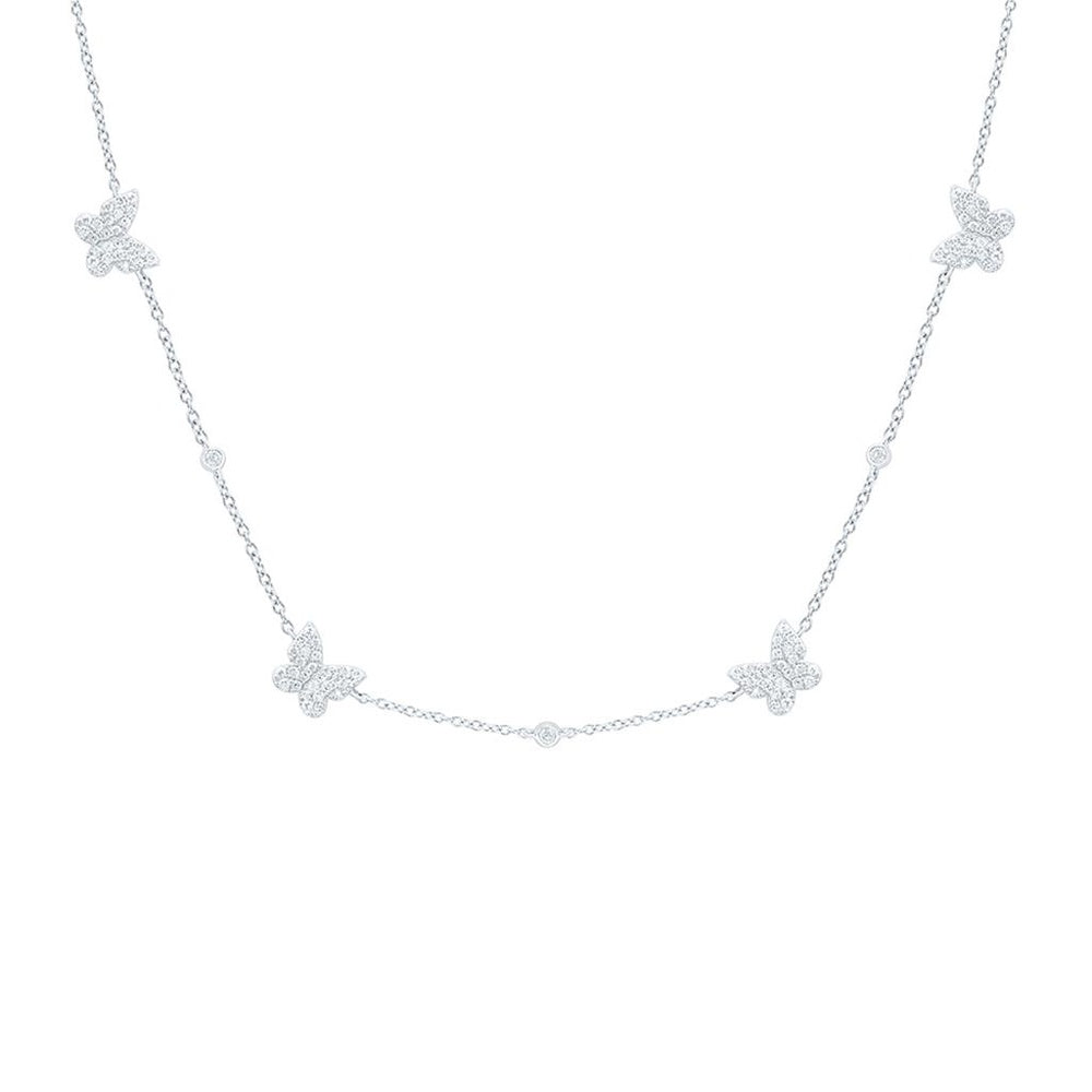 White Gold Diamond Butterfly 18-Inch Necklace - 1/2 Carat Total Diamond Weight