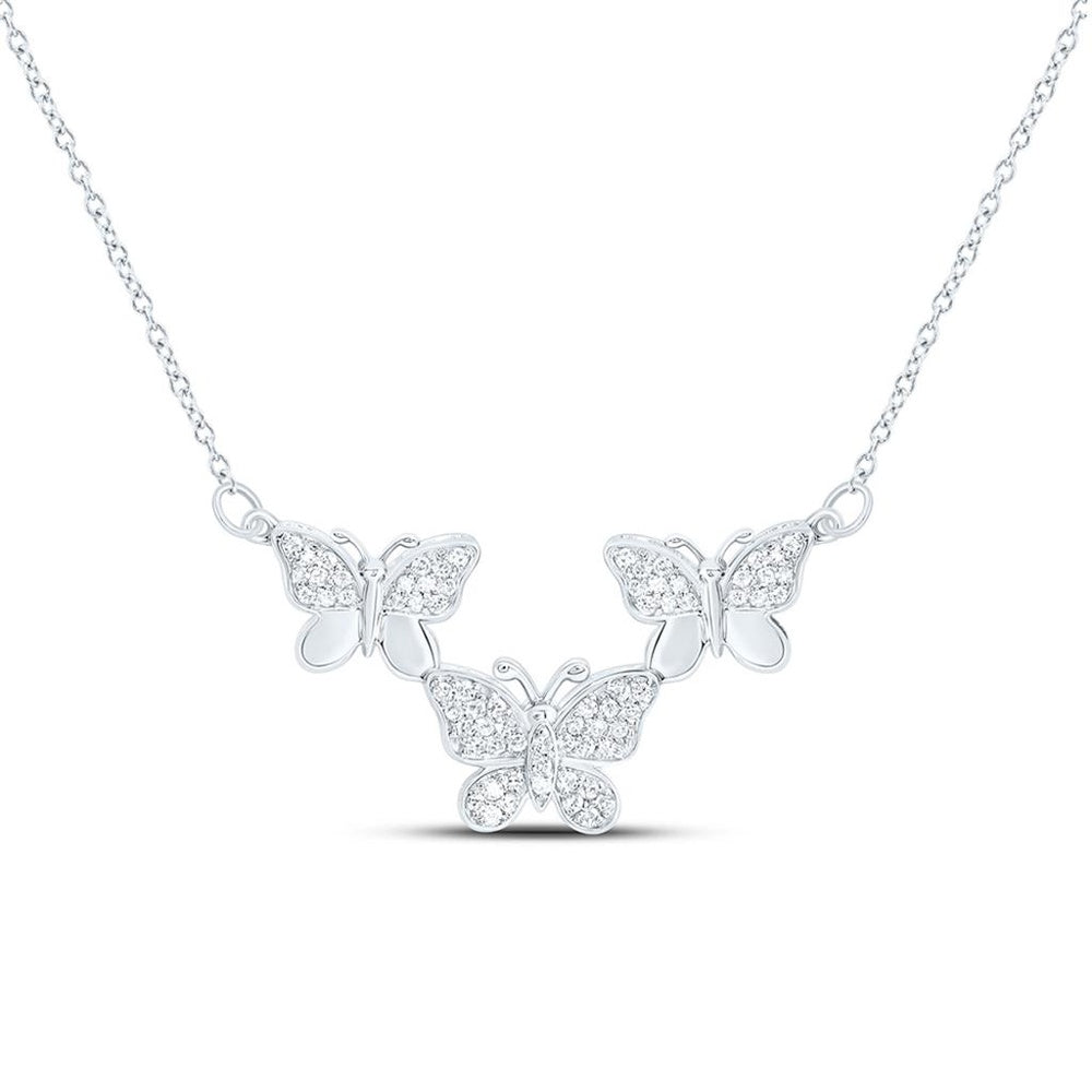 White Gold Diamond Butterfly 18-Inch Necklace - 1/4 Carat Total Diamond Weight