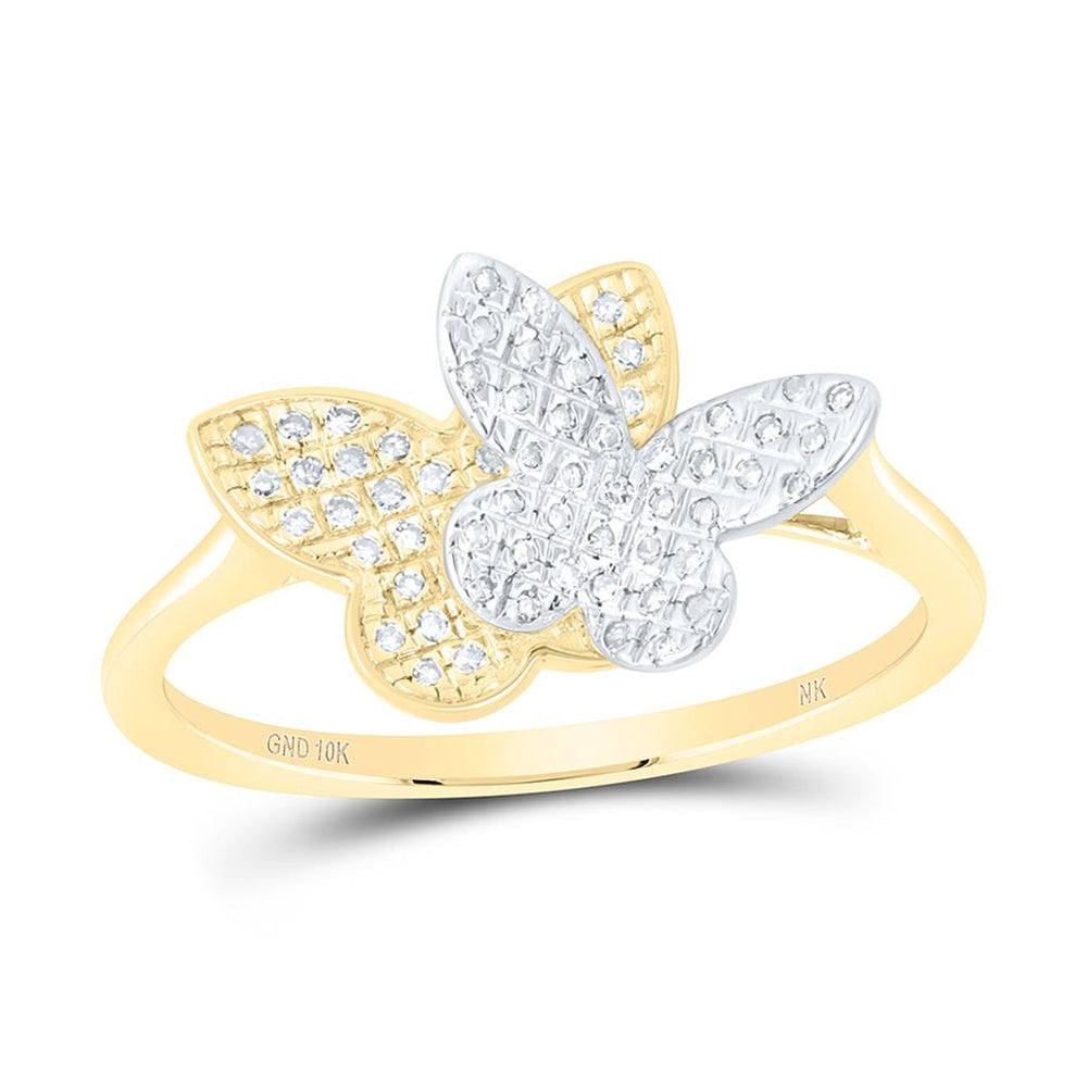 White Gold Diamond Butterfly Ring - 1/6 Carat Total Diamond Weight