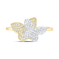 White Gold Diamond Butterfly Ring - 1/6 Carat Total Diamond Weight