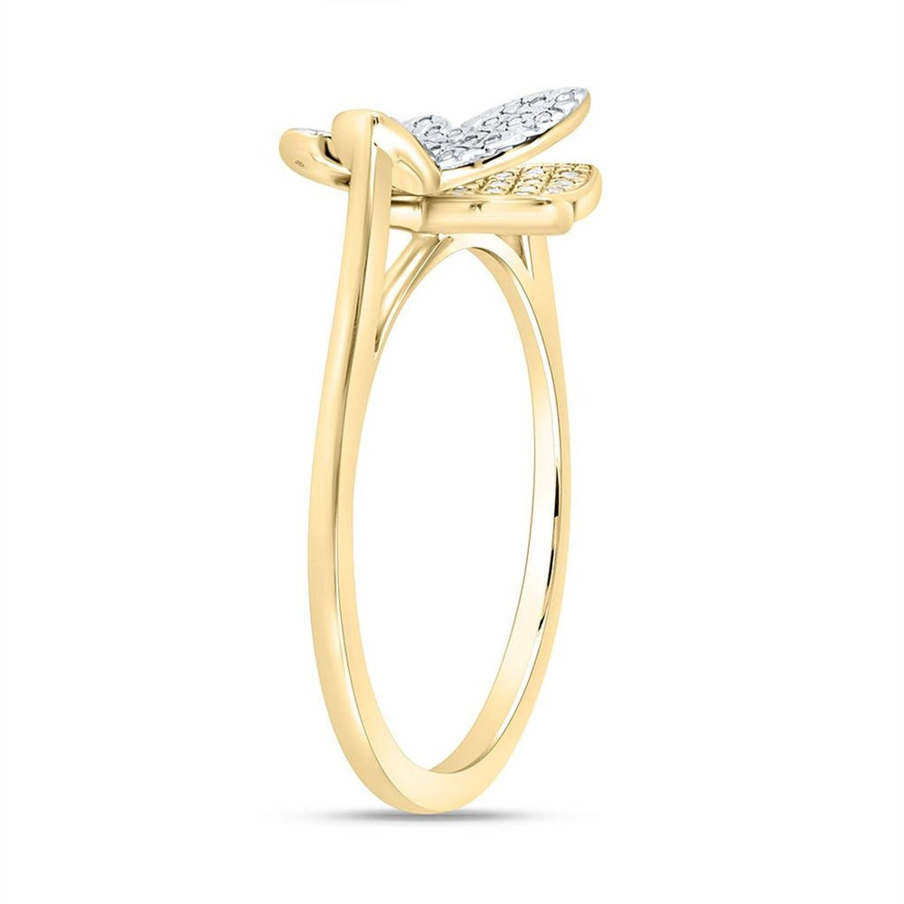 White Gold Diamond Butterfly Ring - 1/6 Carat Total Diamond Weight