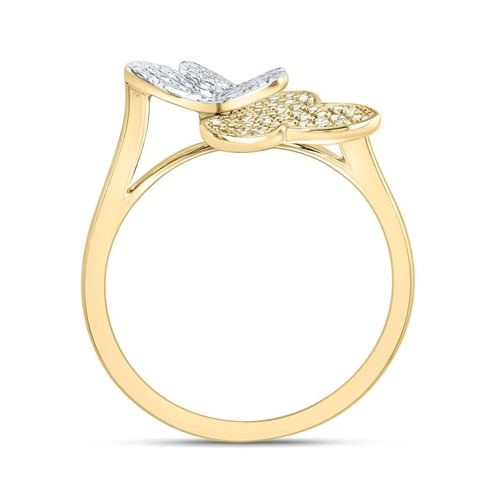 White Gold Diamond Butterfly Ring - 1/6 Carat Total Diamond Weight