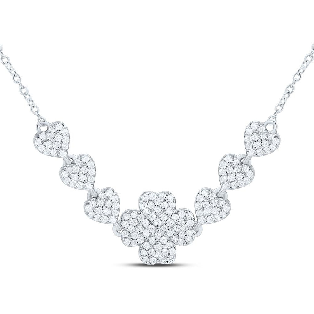 White Gold Diamond Clover 18-Inch Necklace - 1/2 Carat Total Diamond Weight