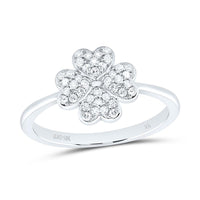 White Gold Diamond Clover Ring - 1/5 Carat Total Diamond Weight