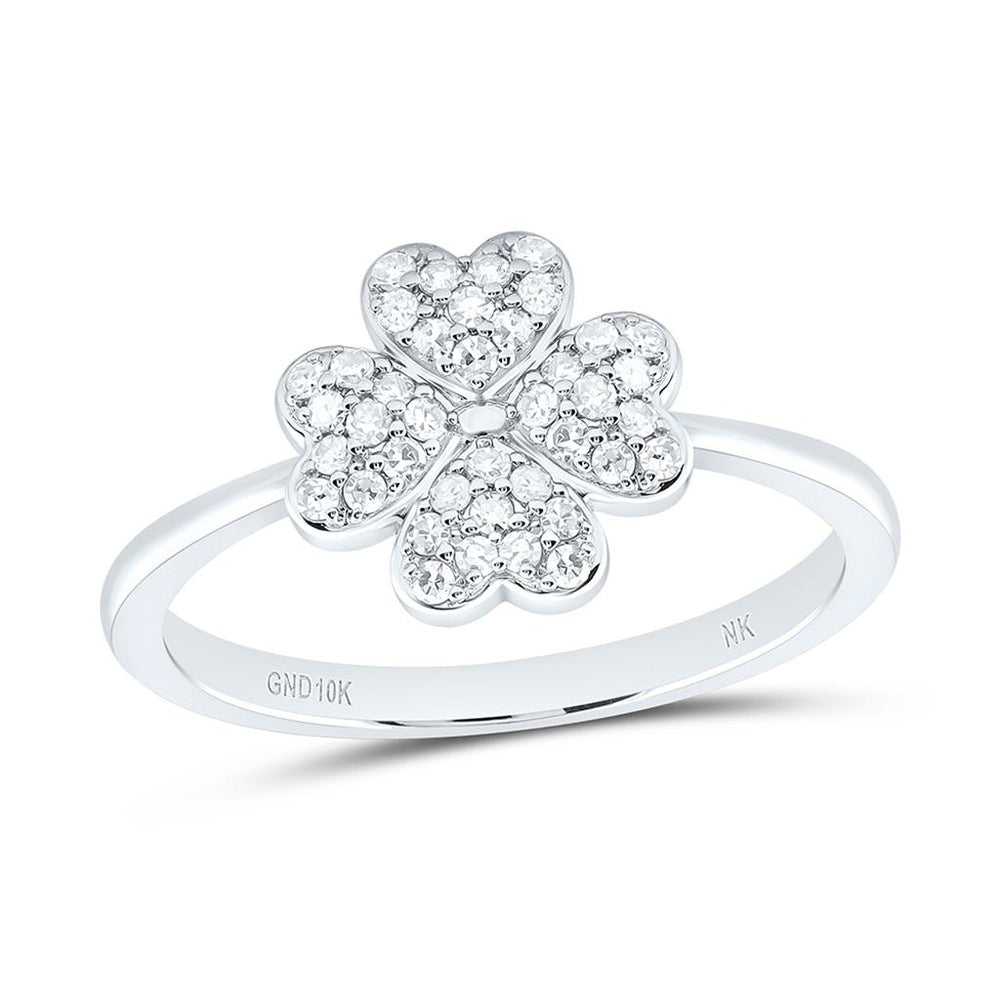 White Gold Diamond Clover Ring - 1/5 Carat Total Diamond Weight