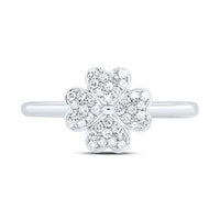 White Gold Diamond Clover Ring - 1/5 Carat Total Diamond Weight
