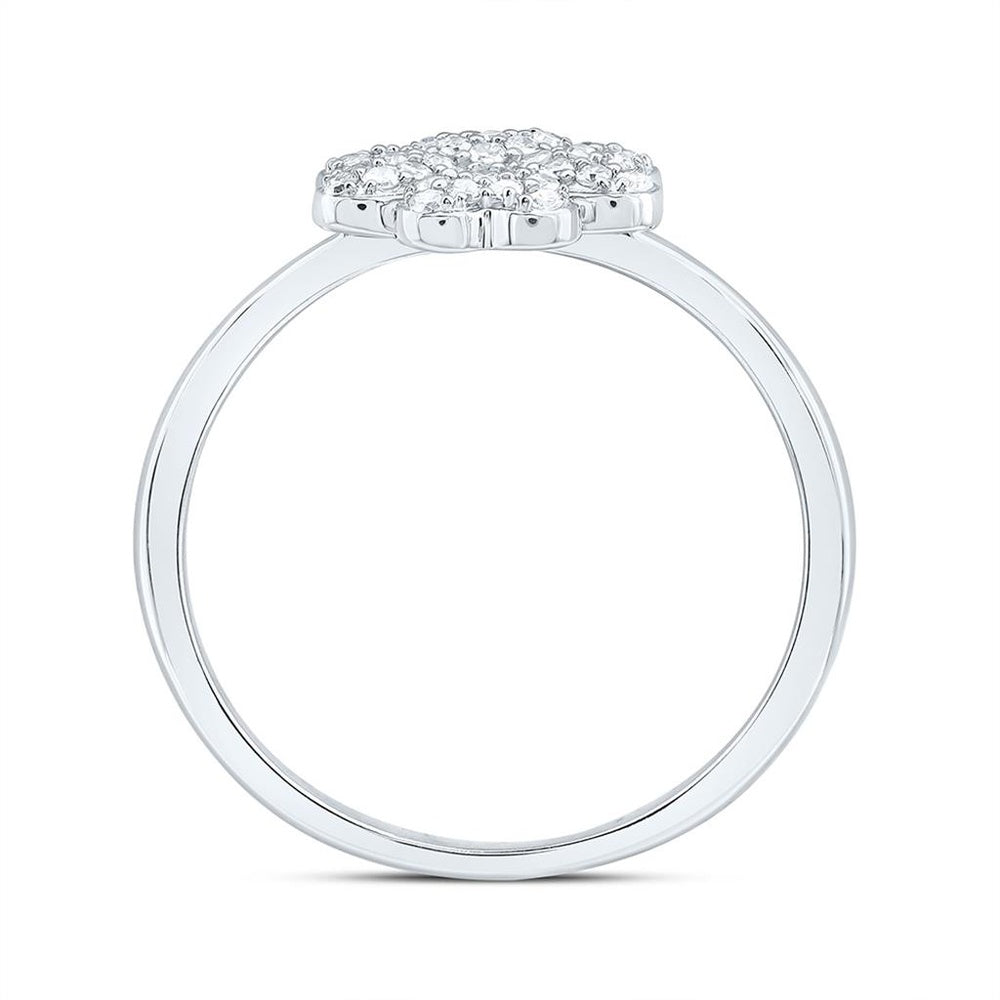 White Gold Diamond Clover Ring - 1/5 Carat Total Diamond Weight