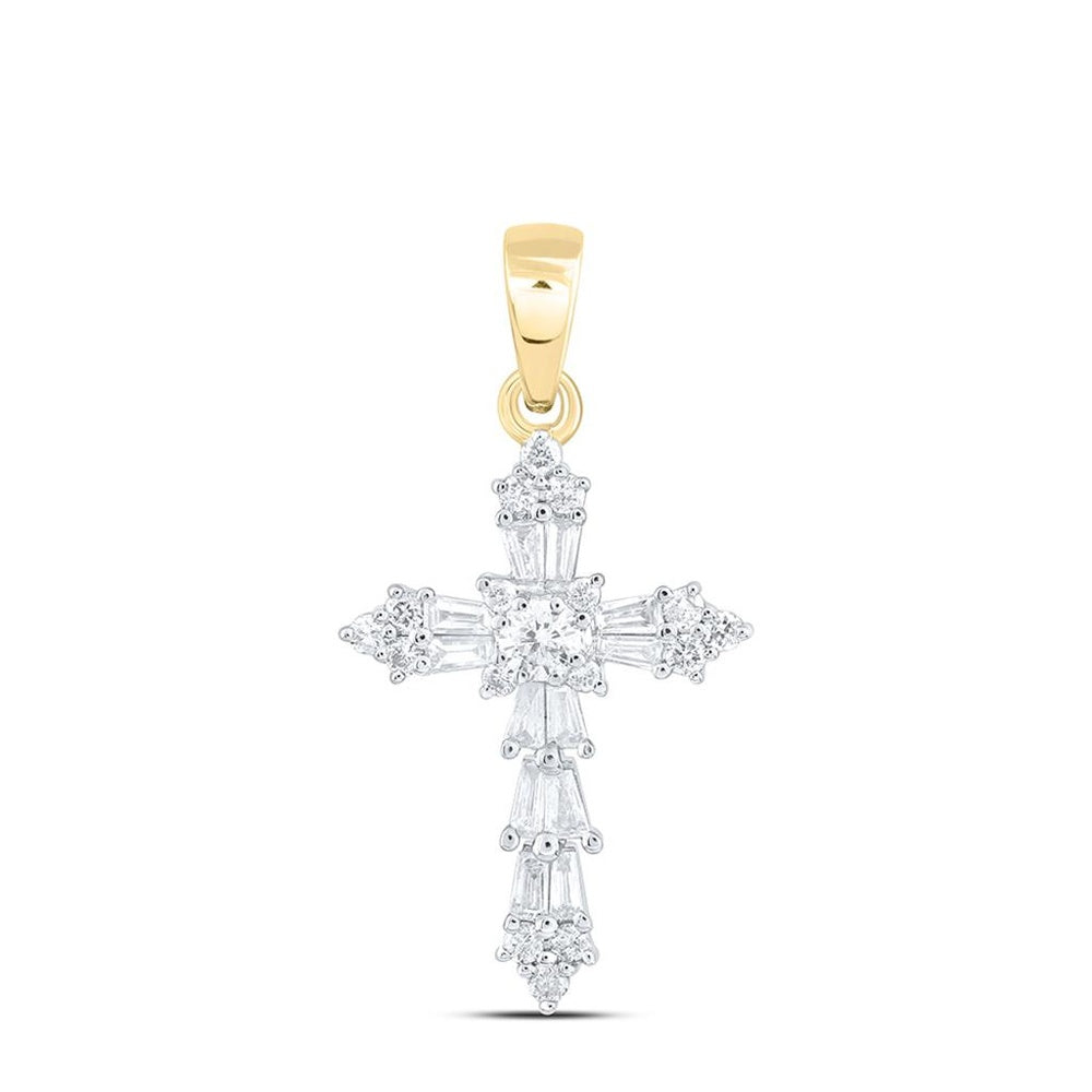 White Gold Diamond Cross Pendant - 1/4 Carat Total Diamond Weight