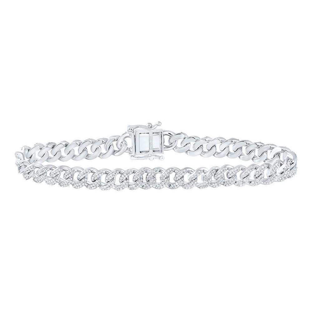 White Gold Diamond Cuban Link 8-Inch Bracelet - 2 3/4 Carat Total Diamond Weight