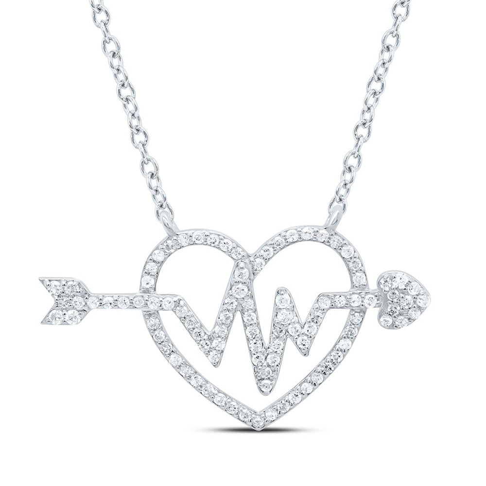 White Gold Diamond Heart 18-Inch Necklace - 1/3 Carat Total Diamond Weight