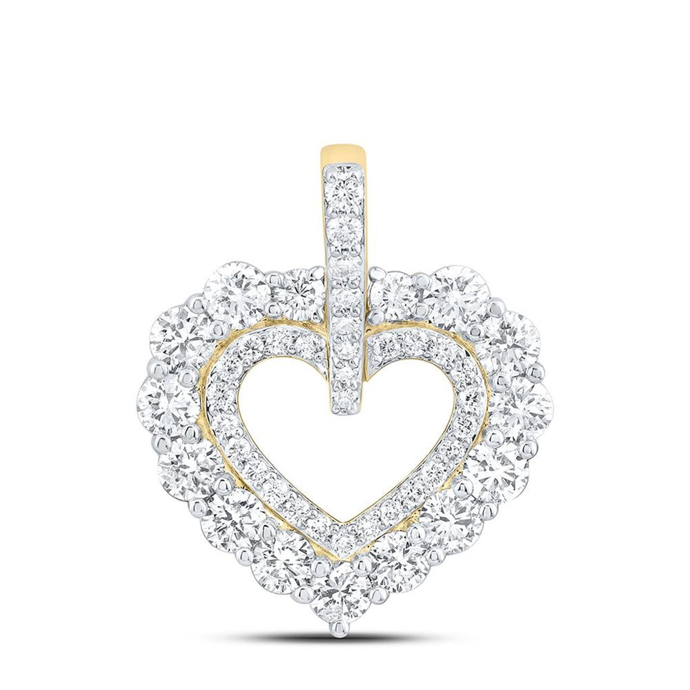 White Gold Diamond Heart Pendant - 1 Carat Total Diamond Weight