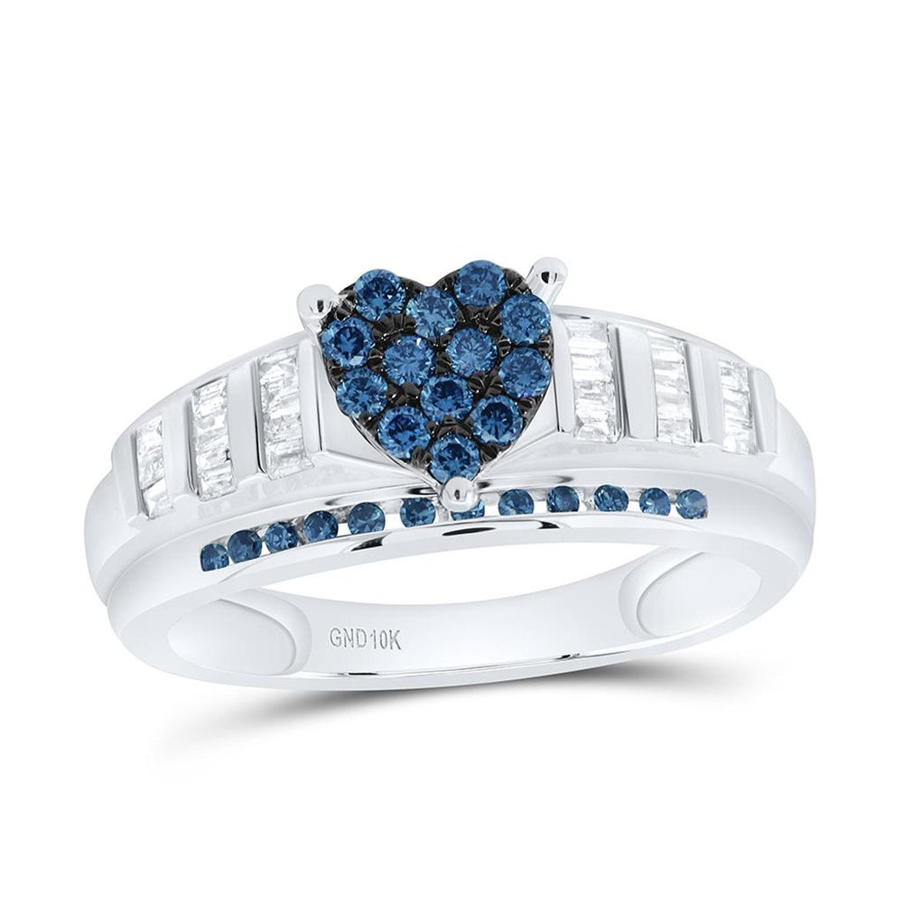 White Gold Diamond Heart Ring - 1/2 Carat Total Diamond Weight
