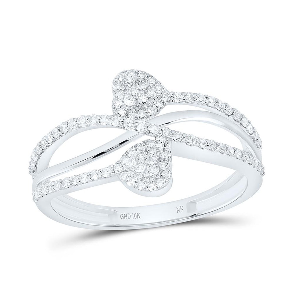 White Gold Diamond Heart Ring - 1/3 Carat Total Diamond Weight