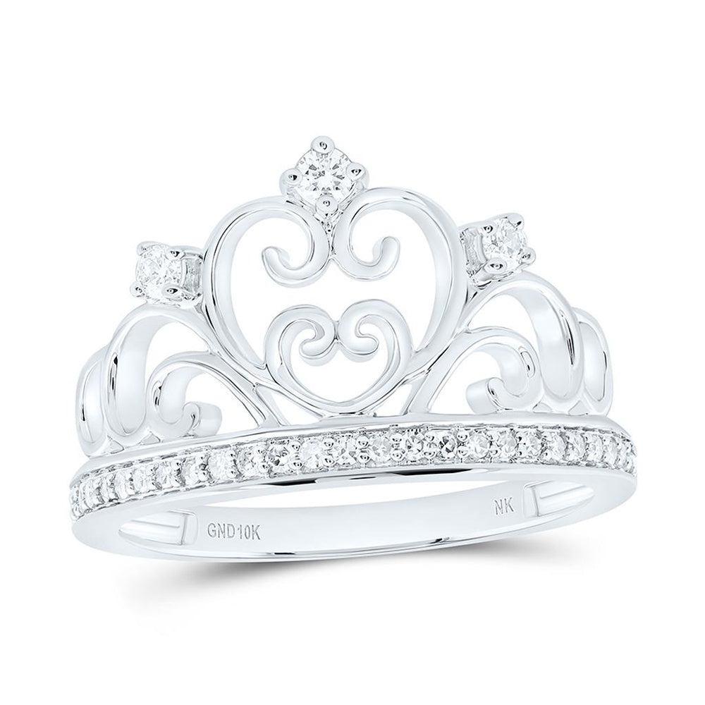 White Gold Diamond Heart Ring - 1/5 Carat Total Diamond Weight