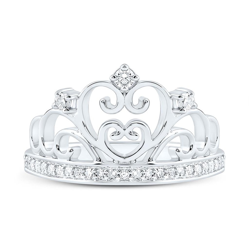 White Gold Diamond Heart Ring - 1/5 Carat Total Diamond Weight