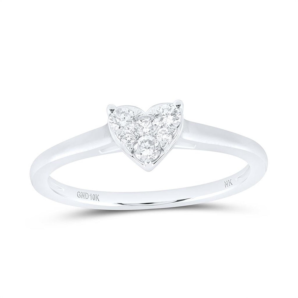 White Gold Diamond Heart Ring - 1/5 Carat Total Diamond Weight