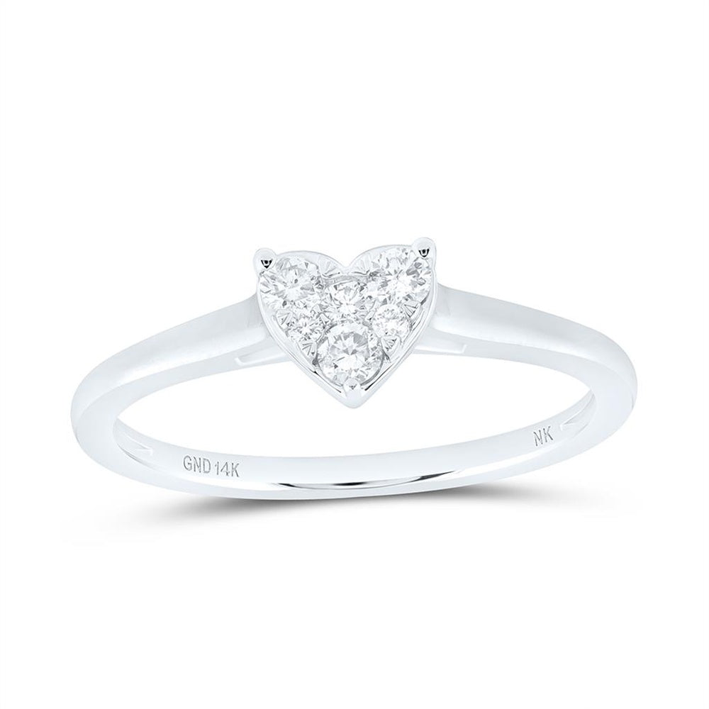 White Gold Diamond Heart Ring - 1/5 Carat Total Diamond Weight